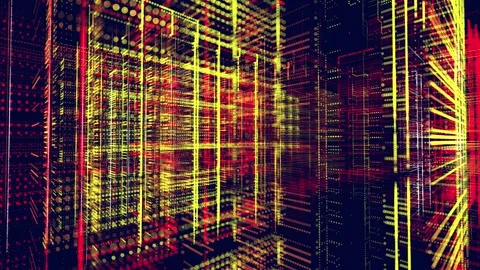 Vj loop abstract sci-fi bg glow particles form lines. Hi-tech info technology Stock Footage 260267663