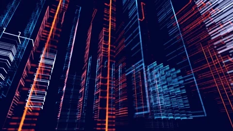 Vj loop abstract sci-fi bg glow particles form lines. Hi-tech info technology Stock Footage 267420086