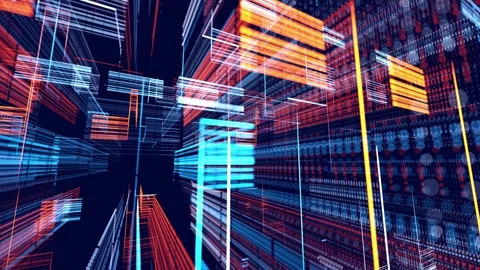 Vj loop abstract sci-fi bg glow particles form lines. Hi-tech info technology Stock Footage 276318959