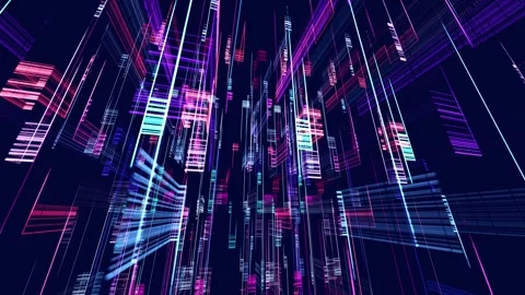 Vj loop abstract sci-fi bg glow particles form lines. Hi-tech info technology Stock Footage 277679521