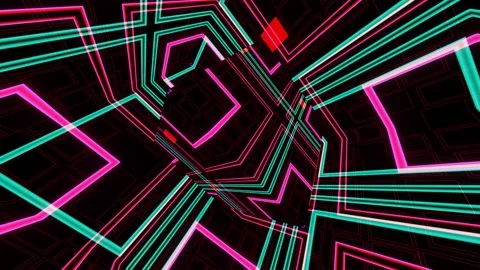 VJ loop Abstract surreal neon background with rotating cube. Stock Footage 167274650