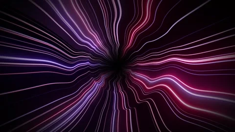 VJ loop animation of liquid tunnel with glowing neon stripes Stock Footage 313460425