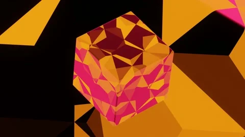 VJ Loop animation of an orange cube flying on an orange background. Stock Footage 163165595