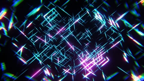 VJ Loop animation of smooth rotation of neon glow lines Video stock 158904839