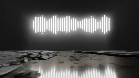 VJ Loop background, rocky ground with reflective puddles, glowing waveform 스톡 동영상 286143831