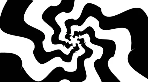 VJ Loop - Black and white twisting wavy flower shaped tunnel Stock Footage 40257113