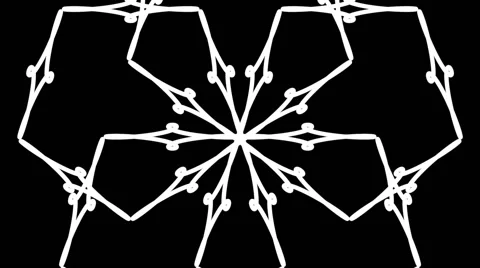 VJ Loop - Black and white flower shapes shifting into pentagon Stock-Footage 40257134