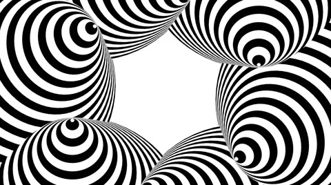 VJ Loop - Black and white circles shifting to warped hexagon Stock Footage 40257331