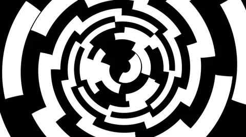 VJ Loop - Black and white arcs form a spinning tunnel Stock Footage 40257467