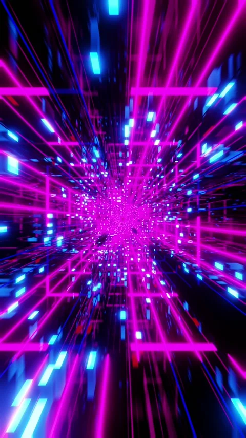 Vj Loop Blue Neon Disco Tunnel Vertical looped video Stock Footage 226375375