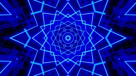 Vj Loop Blue Neon kaleidoscope 005 Stock Footage 168313431