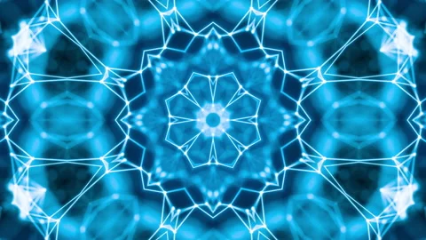 Vj Loop Blue Neon kaleidoscope. Seamless animation. Stock Footage 170236514