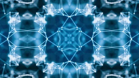 Vj Loop Blue Neon kaleidoscope. Seamless animation. Stock Footage 170239127