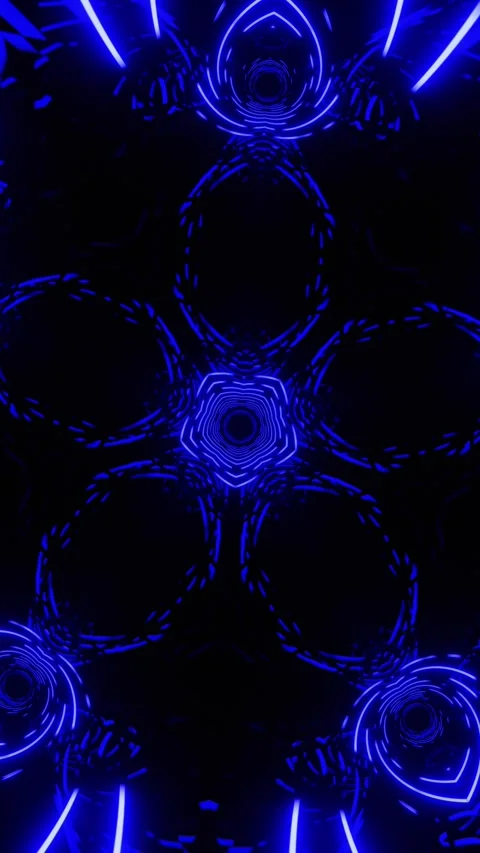 Vj Loop Blue Neon kaleidoscope. Vertical looped video Stock Footage 229460214