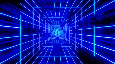 Vj Loop Blue Neon Tunnel 001 Stock Footage 168011794
