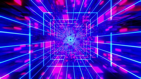 Vj Loop Blue Neon Tunnel 002 Video stock 168124147