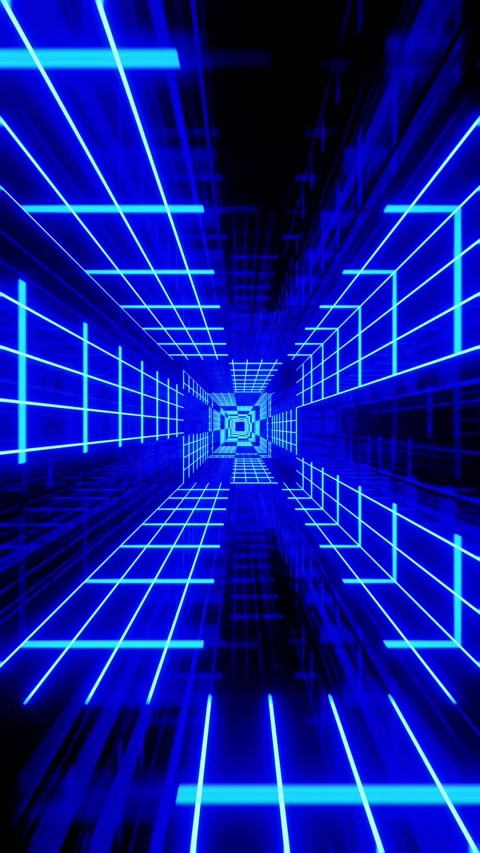 Vj Loop Blue Neon Tunnel Vertical looped video Stock Footage 229460520