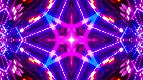 Vj Loop Blue Red Neon kaleidoscope 012 Stock Footage 168011676