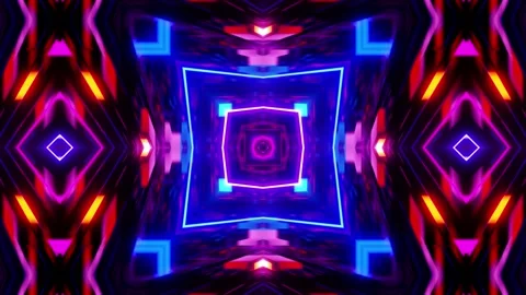 Vj Loop Blue Red Neon kaleidoscope 010 Stock Footage 168124044