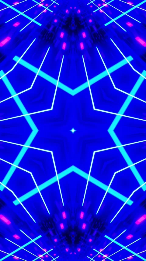 Vj Loop Blue Red Neon kaleidoscope Vertical looped video Stock Footage 226375409