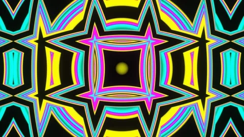 VJ Loop Bouncing multi-colored neon patterns for show decoration Stock Footage 191962220