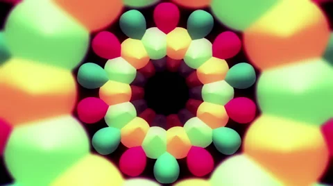 VJ Loop - Bubbly rotating multicolored rings Stock Footage 42880056