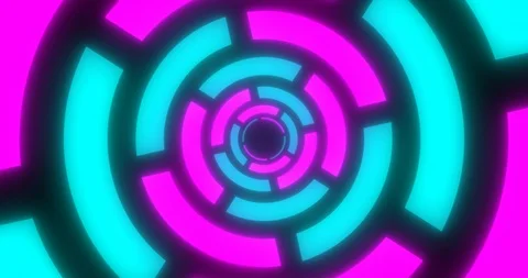 Vj loop circle tunnel in pink and blue tones retrowave style Vidéo 124504199