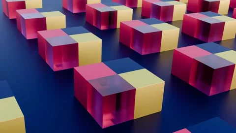 VJ Loop colorful geometric shapes on a dark blue background for music videos Video stock 292095976