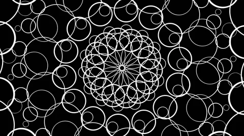 VJ Loop - Concentric circles form into a black and white mandala Stock Footage 50024561