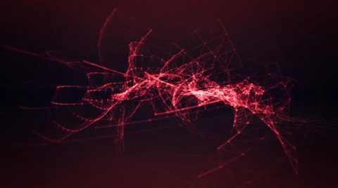 VJ Loop - Connected red glowing lines dancing twisting and tangling Stock-Footage 35808819