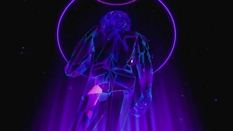 VJ loop of crystal Michelangelo statue in purple Stock Footage 234262479