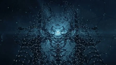 VJ Loop - Digital Binary Dark Plexus Data Networks Abstract Motion Background Stock Footage 82706972