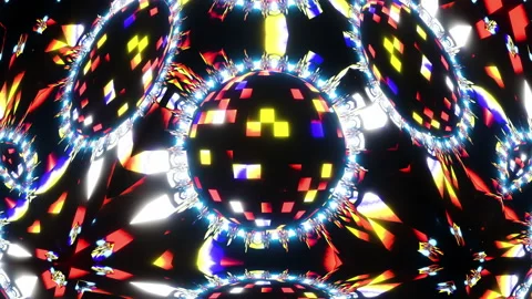 Vj Loop Disco Ball Neon Kaleidoscope. Seamless animation. Stock Footage
