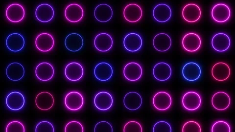 Vj loop disco pulse purple pink and blue circle neon lights background Stock Footage 260053772