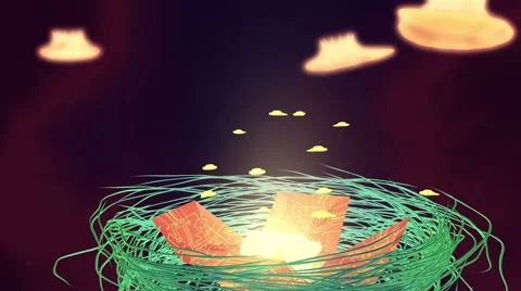 VJ Loop - Extraterrestrial creatures hovering and hatching Stock Footage 41373388