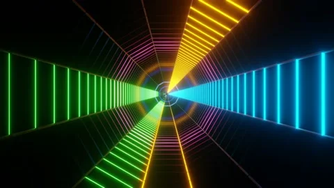 VJ Loop the flickering neon lines of the tunnel. Stock Footage 159113407
