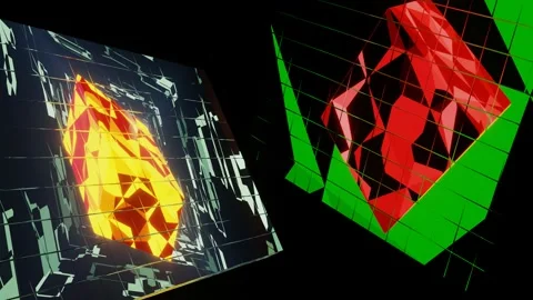 VJ loop Flight of cubes on two screens. Stock Footage 163165361