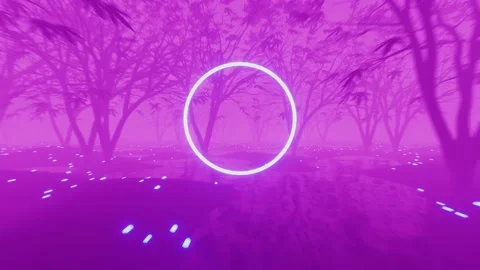 VJ Loop flight through a gloomy foggy fairy forest. Circle in the middle with a Stock Footage 249170813