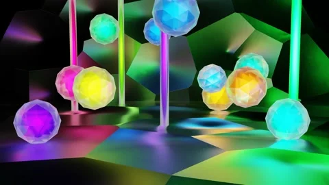 VJ Loop Floating Faceted Balls. Video stock 166863334