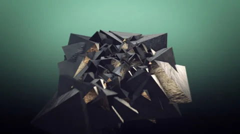 VJ Loop - Floating pyramids morph into scattered cubes Stock Footage 35184799