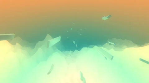 VJ Loop - Flock of polygon shapes flying over abstract wavy mountains Stock Footage 35653098