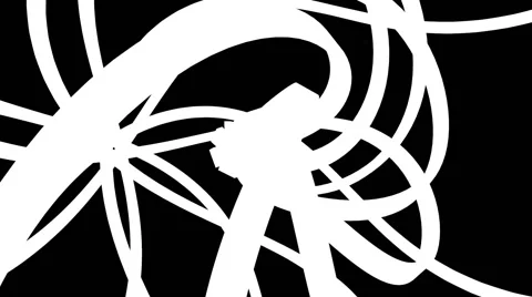 VJ Loop - Flowing tangled black and white ribbons form into abstract formation Stock Footage 50024548