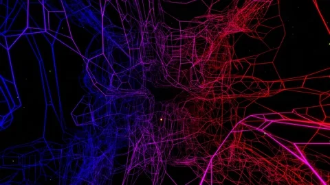 Vj loop fly through 3d space with complex net structure, neon light. Sci fi bg Video stock 169187867