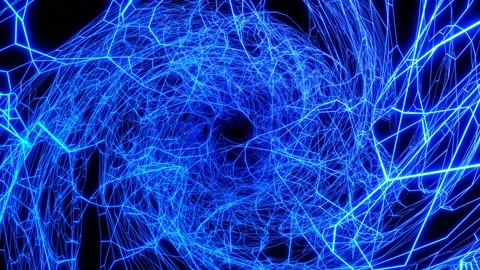 Vj loop fly through 3d space with complex net structure, neon light. Sci fi bg Video stock 170025269