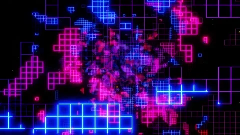 Vj loop fly through 3d space with complex net structure, neon light. Sci fi bg Video stock 185164634