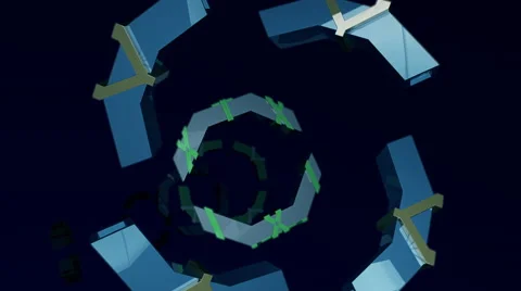 VJ Loop - Futuristic geometric pulsating fragmented rings Stock-Footage 42880197