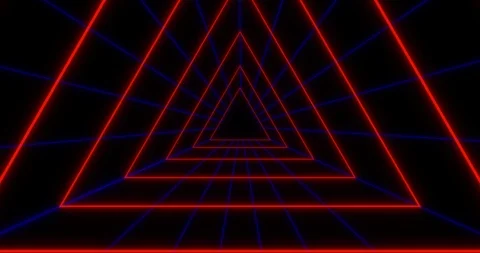 VJ loop futuristic sci-fi red neon tunnel in triangle form. Stock Footage 124245169