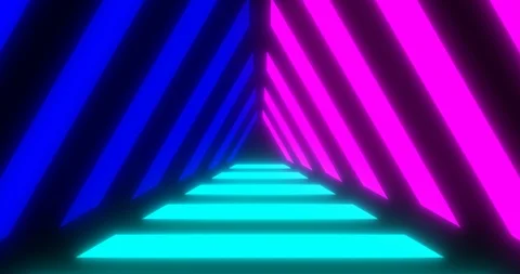 VJ loop futuristic sci-fi neon tunnel in triangle form. Stock Footage 124245250