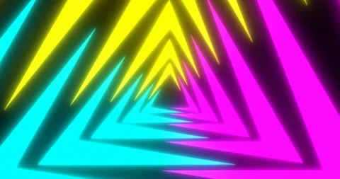 VJ loop futuristic sci-fi neon tunnel in triangle form. Stock Footage 124443992