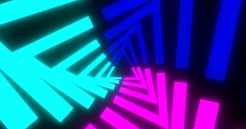 VJ loop futuristic sci-fi neon tunnel in spinning triangle form. Stock Footage 124503713